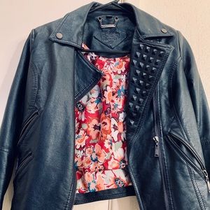 JOUJOU Navy Vegan Leather Jacket